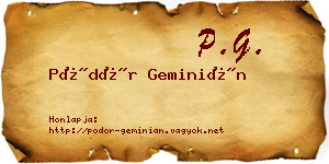 Pödör Geminián névjegykártya